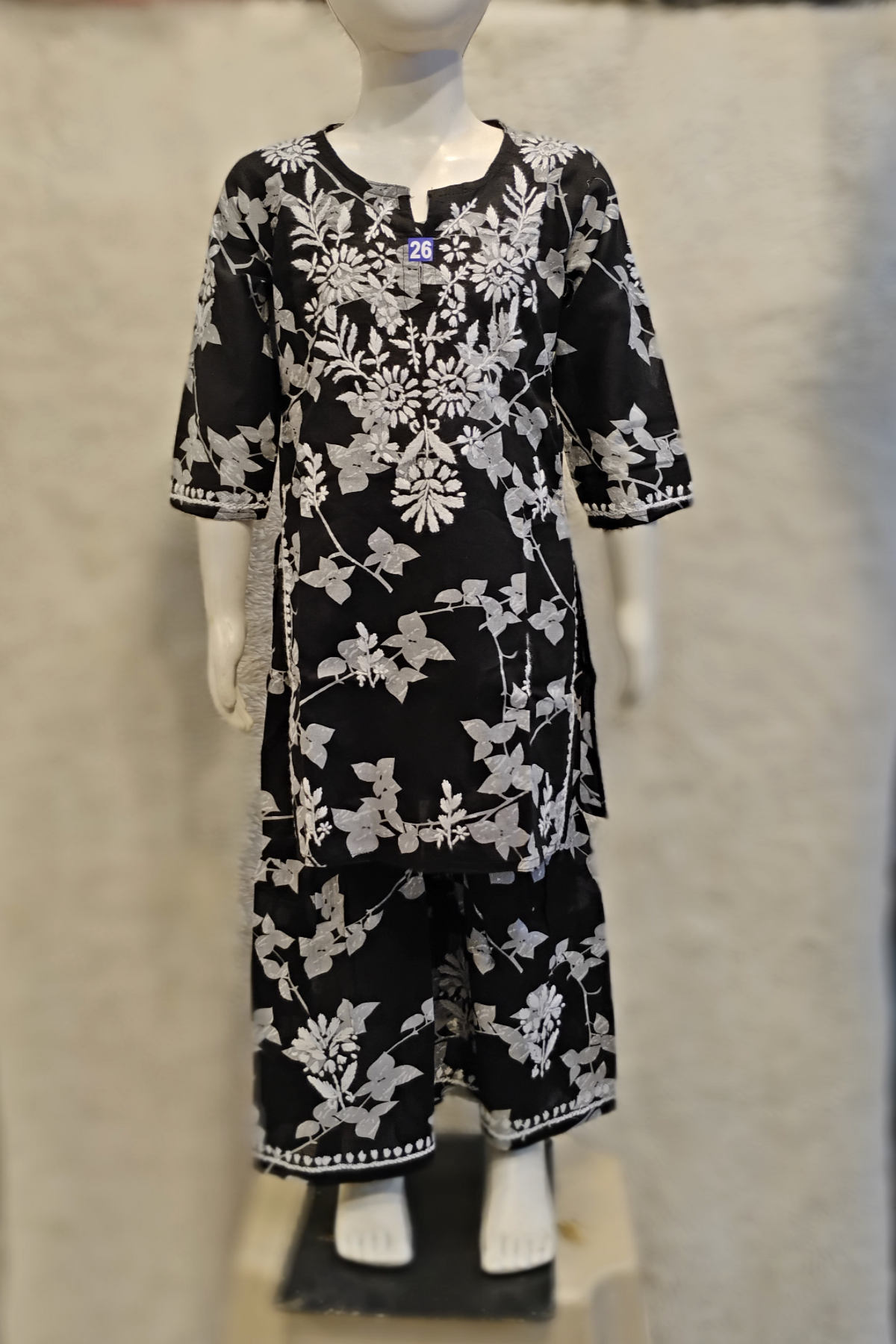 Mal Mal Kids Printed Chikankari Lucknowi Set